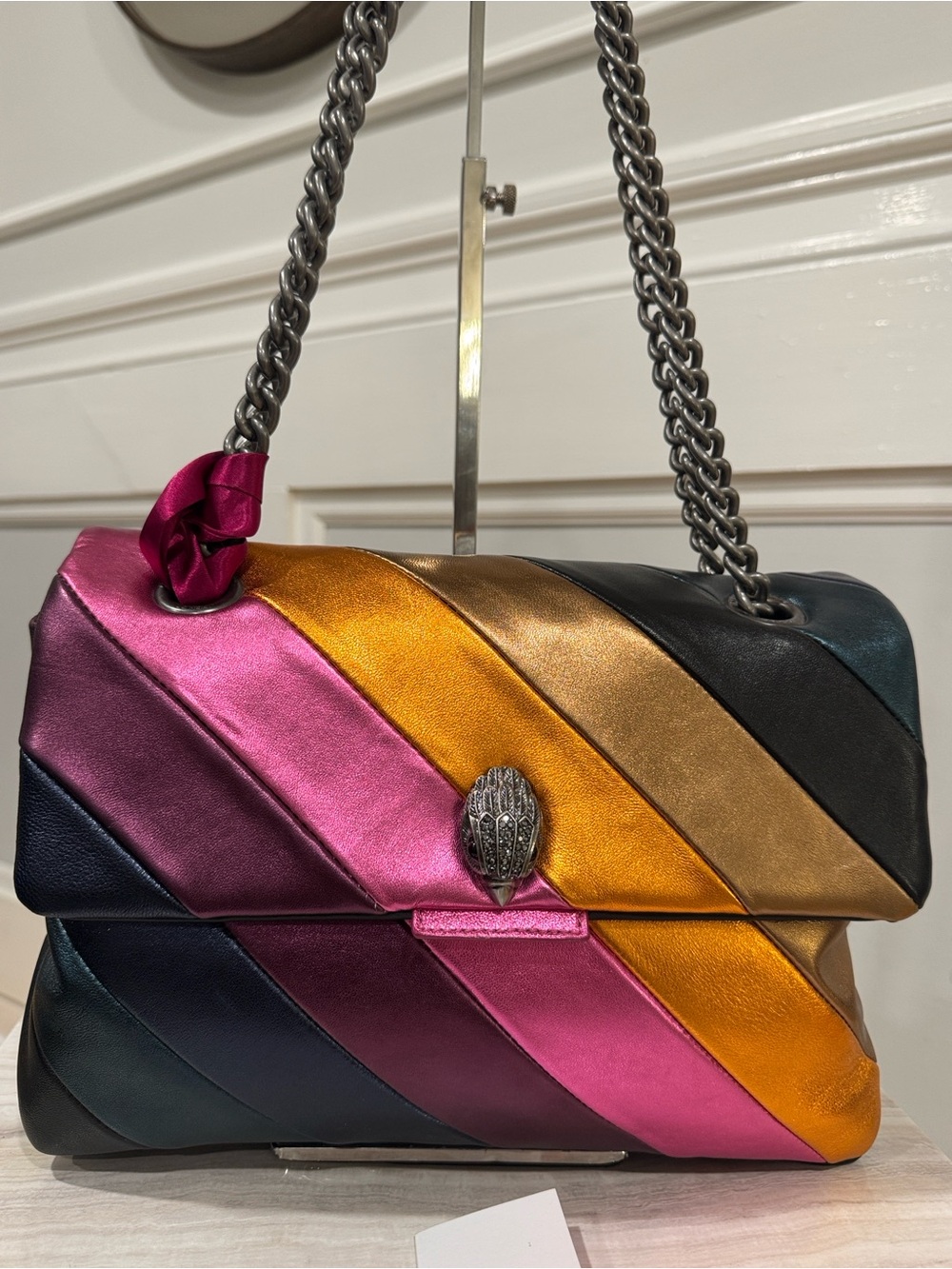 Kurt Geiger Bag Large Kensington Leather Metallic Multicolor Shoulder Bag NWT - Picture 7 of 17
